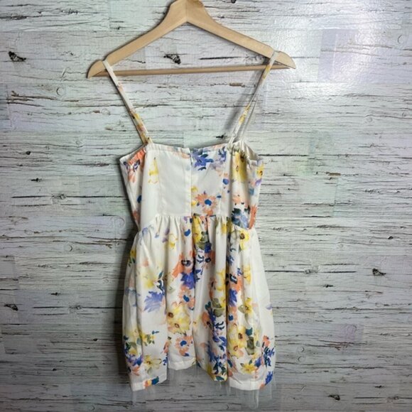 Do & be floral white yellow mini dress tulle skirt size small - Picture 6 of 6